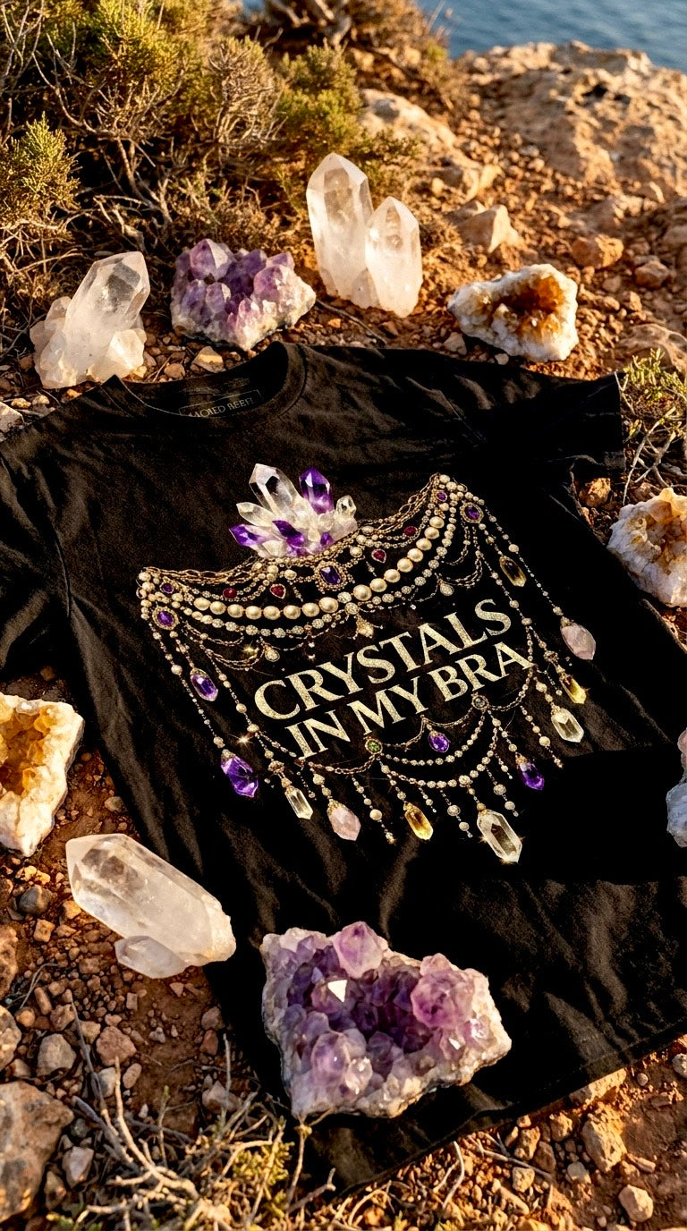 Crystals in my bra Black Organic Tee