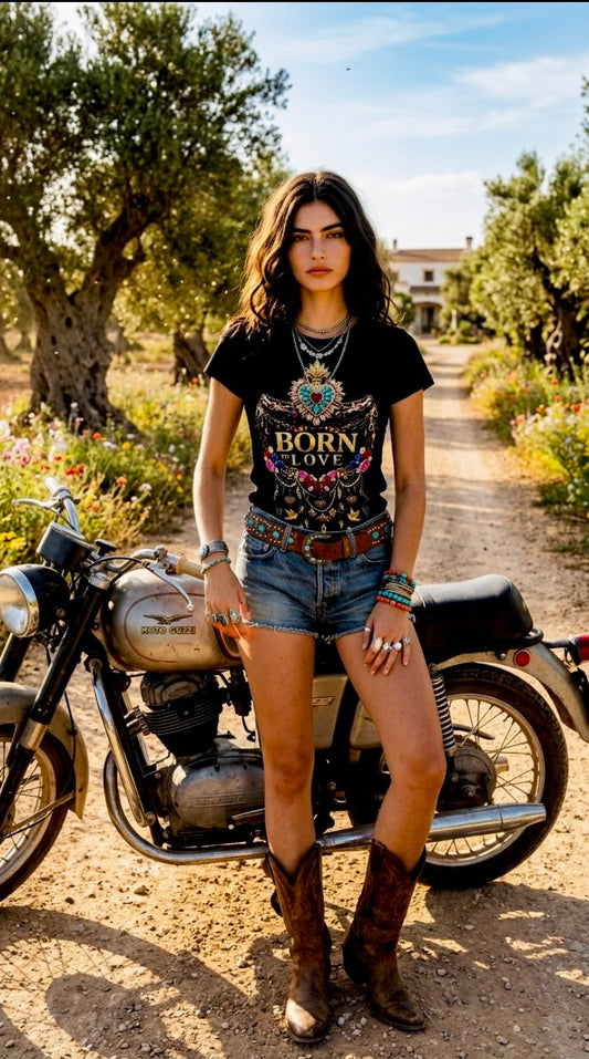 Born To Love Black Organic Tee