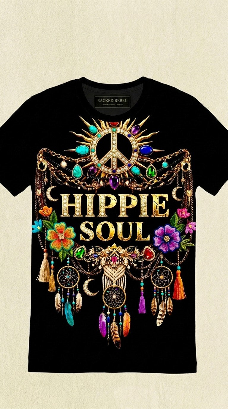 Hippie Soul Black Cotton Tee