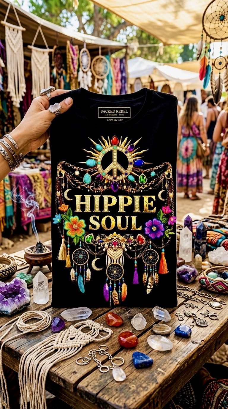 Hippie Soul Black Cotton Tee