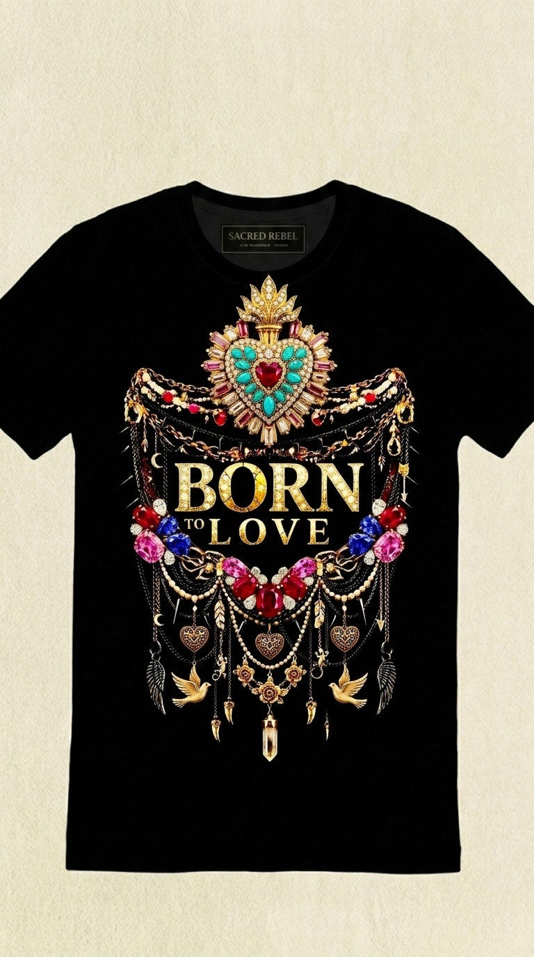Born To Love Black Organic Tee