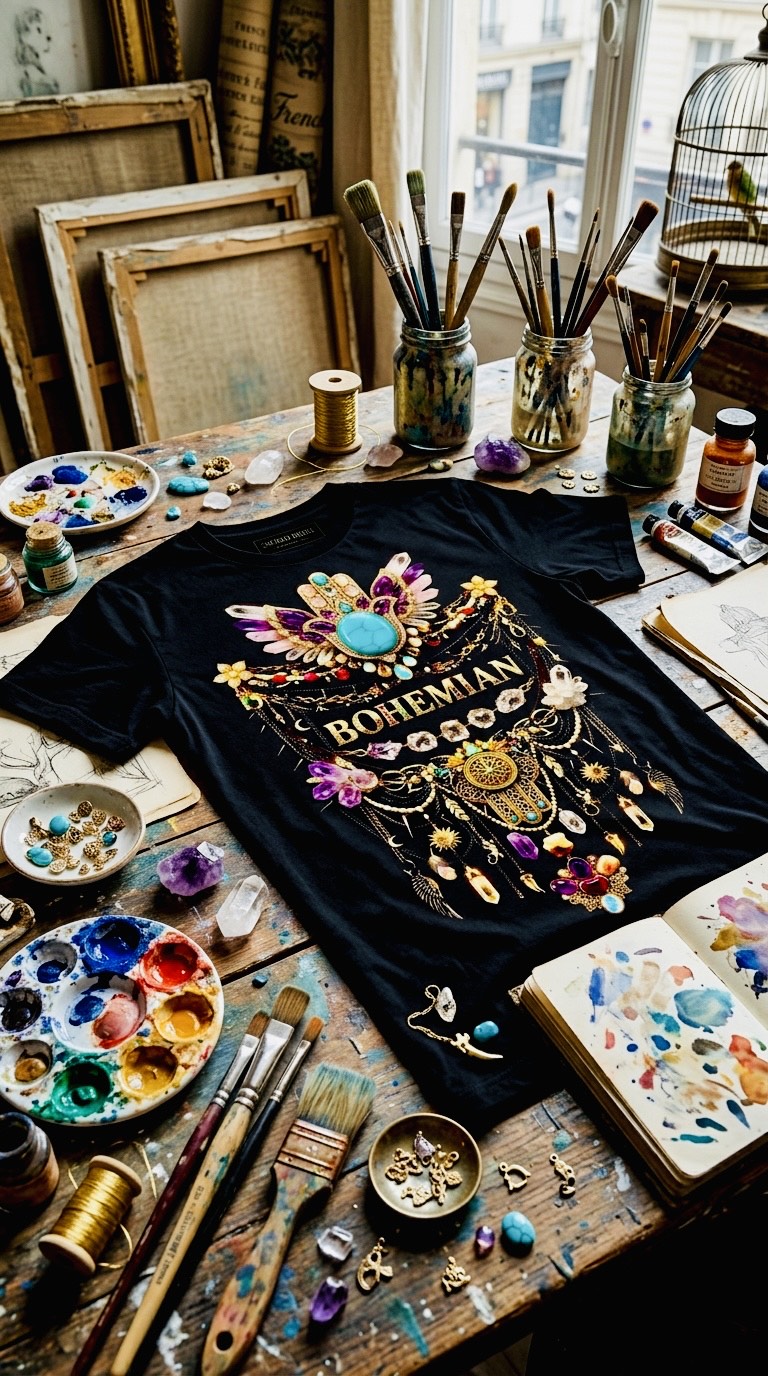 Bohemian Black Organic Tee