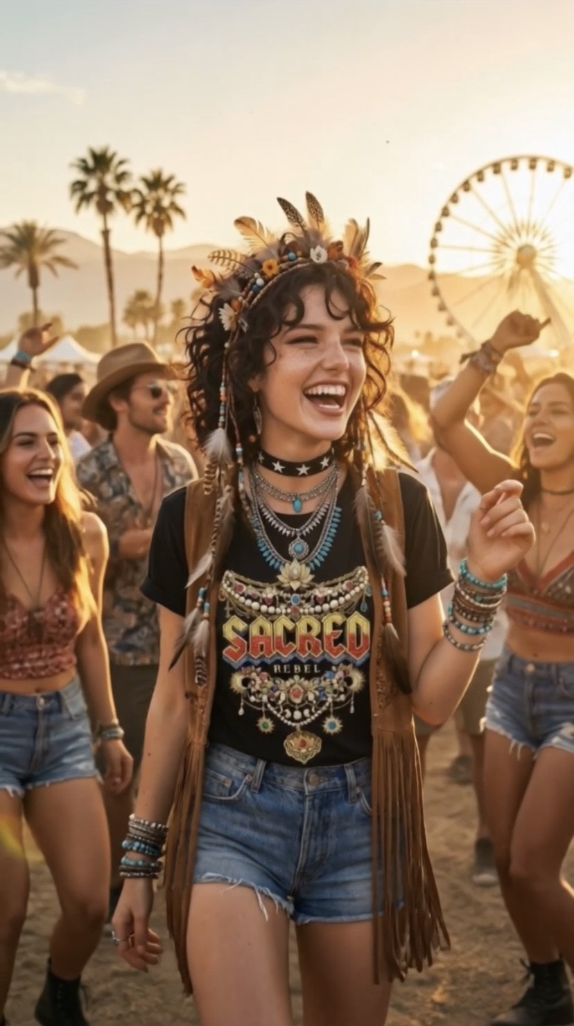 Sacred Rebel Coachella Black Organic Tee