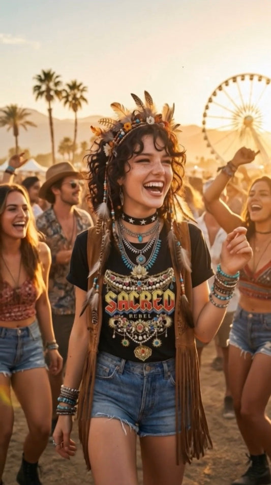 Sacred Rebel Coachella Black Organic Tee