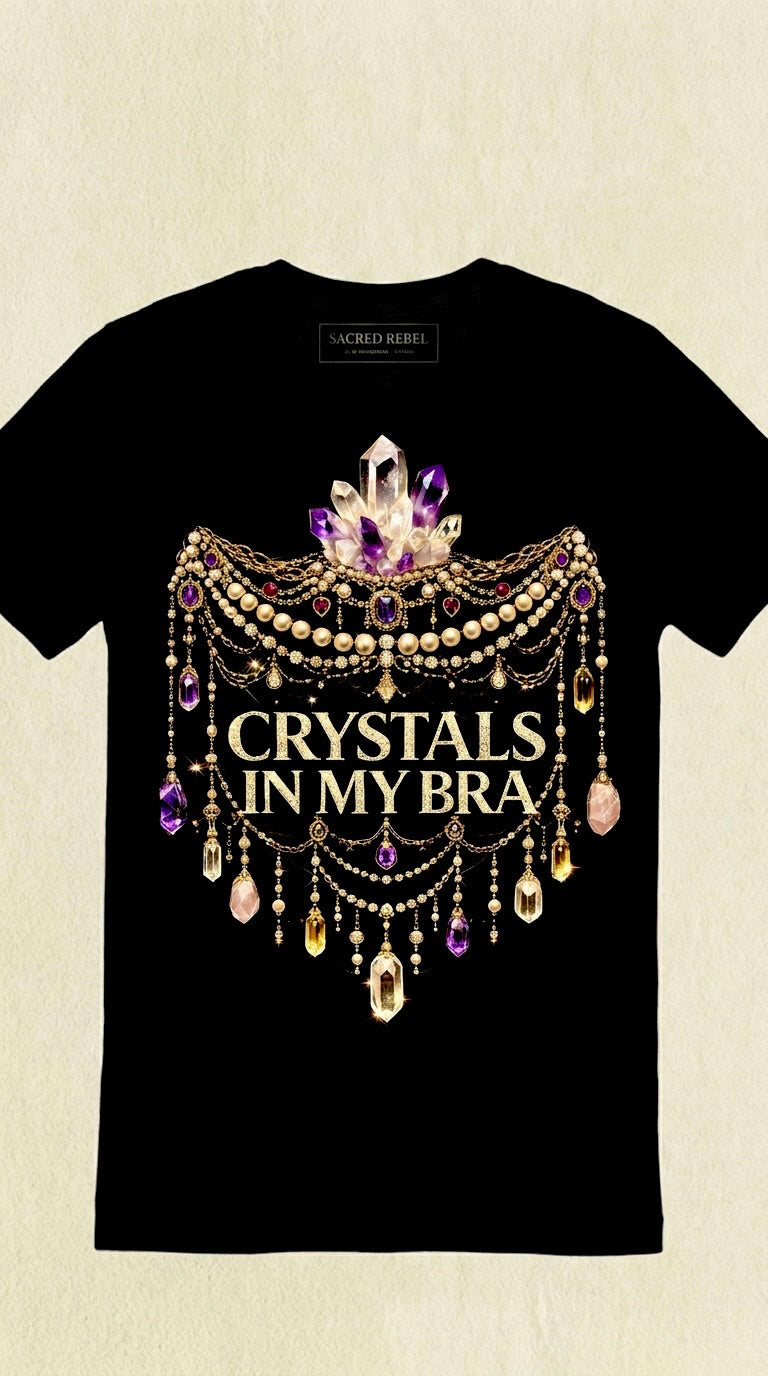 Crystals in my bra Black Organic Tee