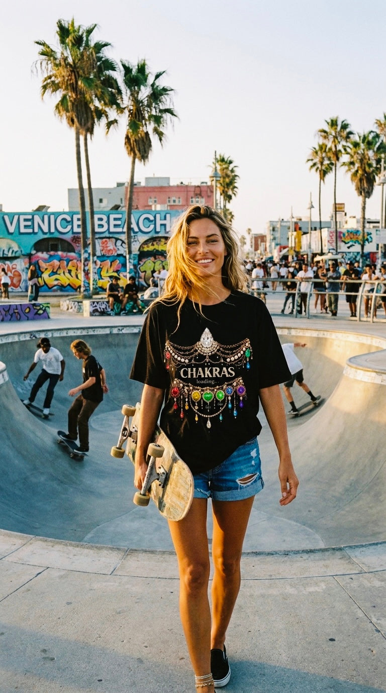 Chakras Loading Black Organic Tee