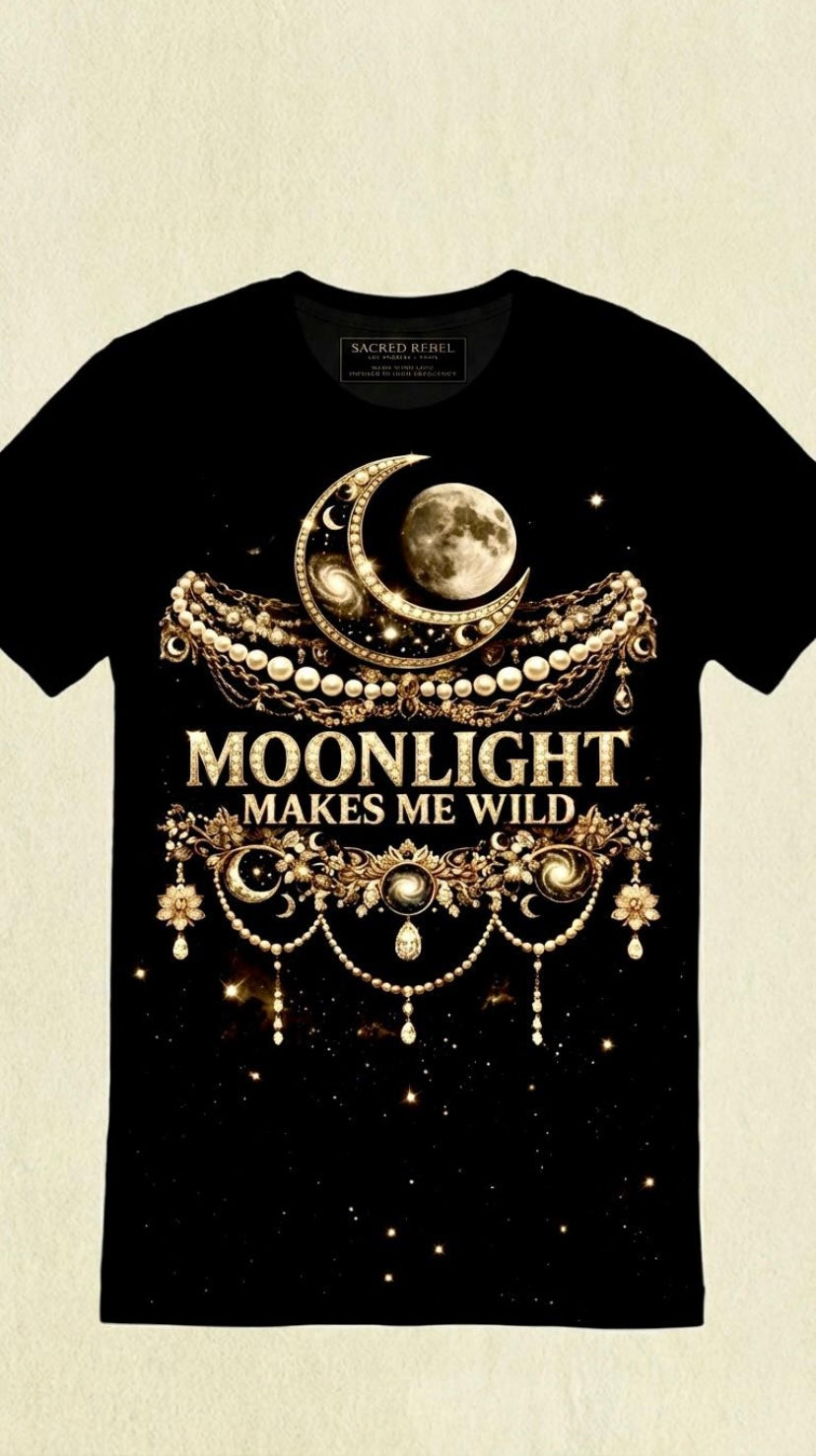 Full Moonn Makes Me Wild Black Organic Tee
